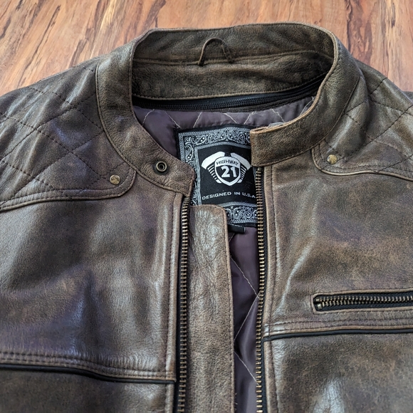 Brown leather jacket, Highway 21 lg Gasser jacket, - Picture 7 of 9